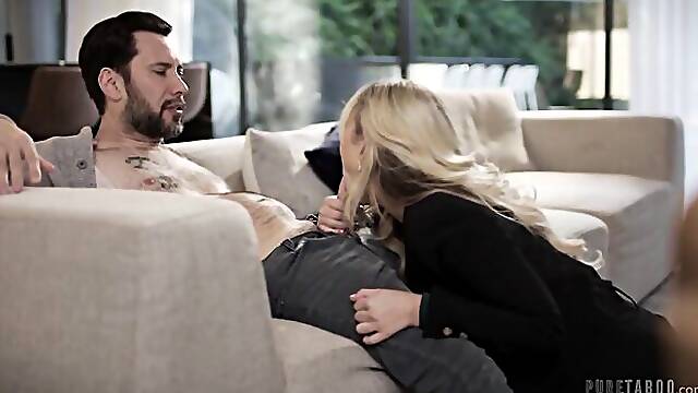 Good-looking blonde model Lilly Bell fucked in her hairy pussy