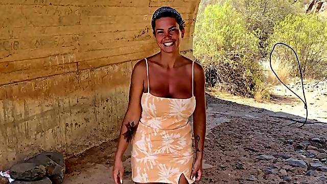 Babe with pretty big boobs Chloe Lamour is sucking on the knees