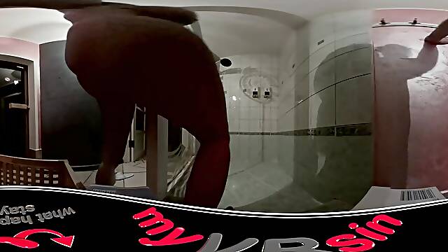 Hot Shower - Big Tits Blonde Fingering In Shower