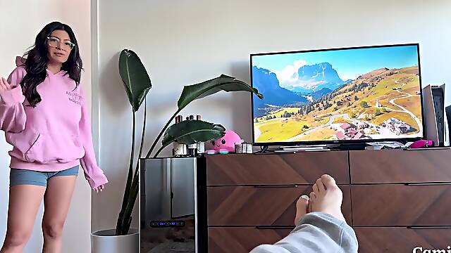 “ARE THOSE MY BOXERS?!” Big titty Latina step sis SQUIRTS on my shaft - Cami Strella x Lev Lieben