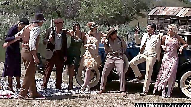 Outdoor orgy feat. Bobbi Starr, Dylan Ryder, Julia Ann and Natasha Marley