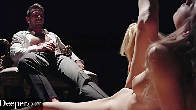 Naughty babes Kayden Kross and Jillian Janson Plays Games as he Watches