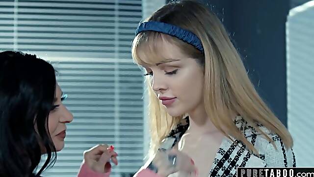 PURE TABOO Businesswoman Lets Joanna Beauty Scissor With Aliya Brynn After Losing A Wager