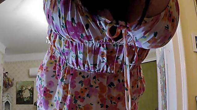 Sexy and Hot Large Breasts Large Ass Brunette Hair Housewife gives a Cunt as a Sex Toy to Large Penis Dude to persuade him to cum on it